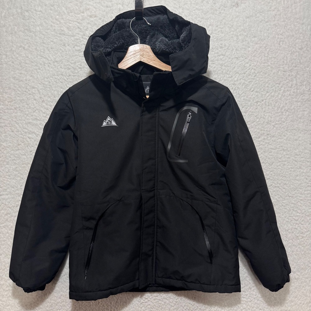 MOERDENG Kids Black Hooded Winter Ski Snowboard Jacket Size 10 12 Insulated Warm